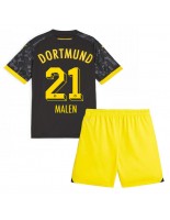 Borussia Dortmund Donyell Malen #21 Vieraspaita Lasten 2023-24 Lyhythihainen (+ shortsit)